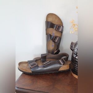 NIB Birkenstock Milano BS Amalfi Leather Sandals Brown Size 45 US 12 Regular